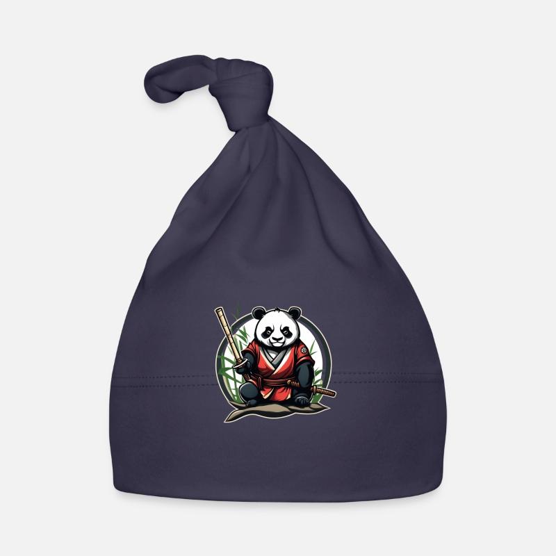 Panda Samouraï dans son jardin Bonnet bio Bébé