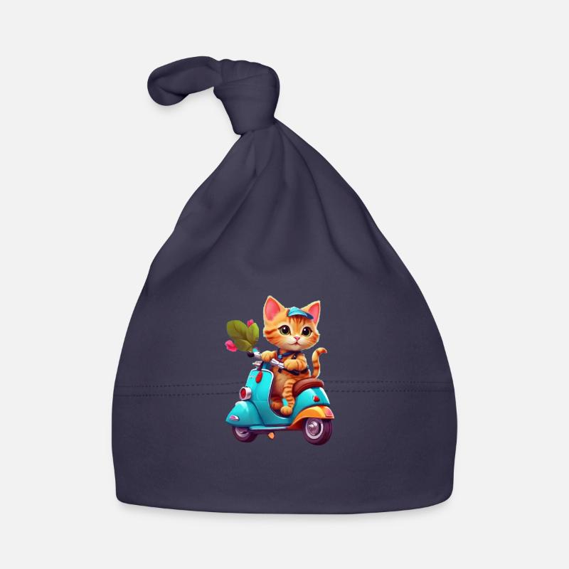 Cat Rides Scooter Organic Baby Cap