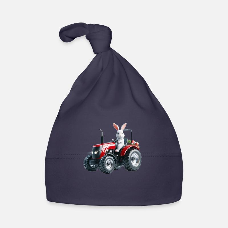 Osterhase auf rotem Traktor Baby Bio-Mütze