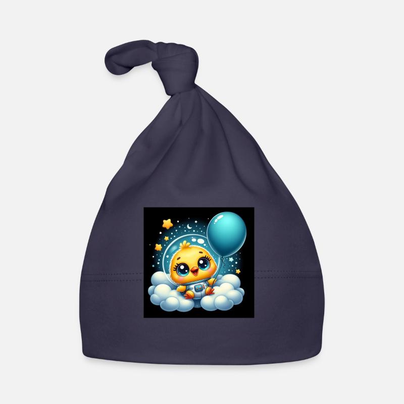 poussin de l’espace avec ballon bleu sur un nuage Bonnet bio Bébé