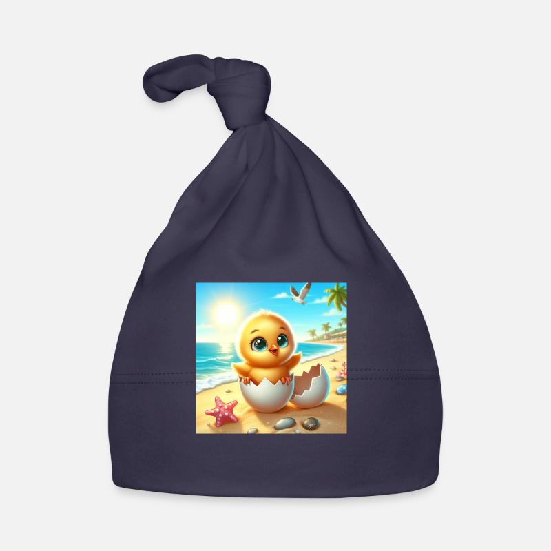 Sweet chick hatches from an egg on the beach Organic Baby Cap