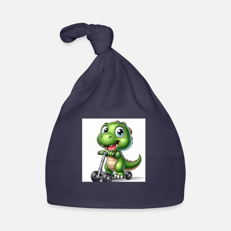 Crocodile vert avec des yeux bleus sur un scooter Bonnet bio Bébé