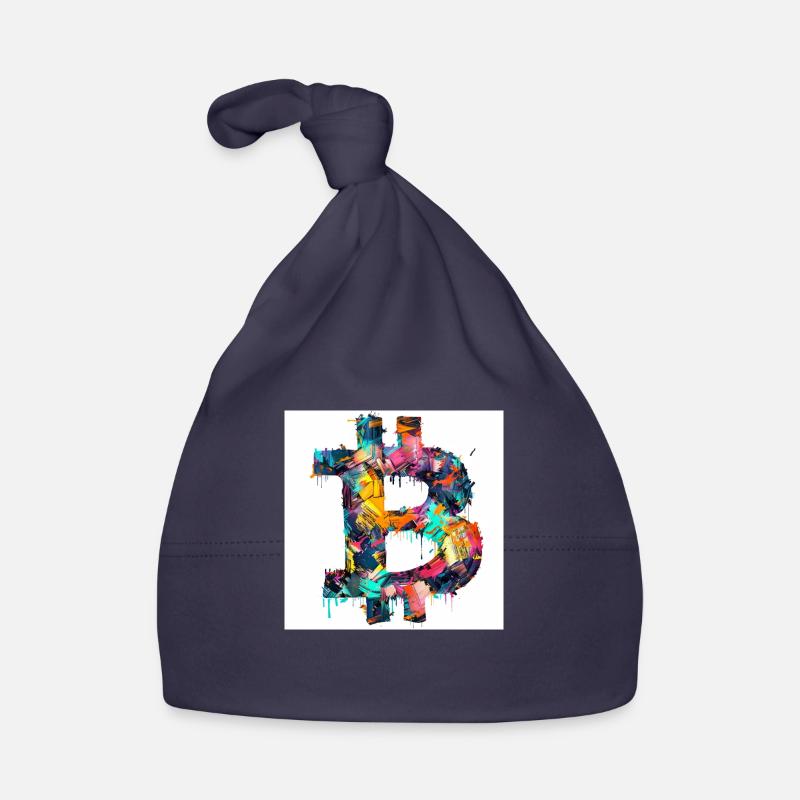 BTC Logo Bitcoin coloré Art Couleur Crypto Bonnet bio Bébé