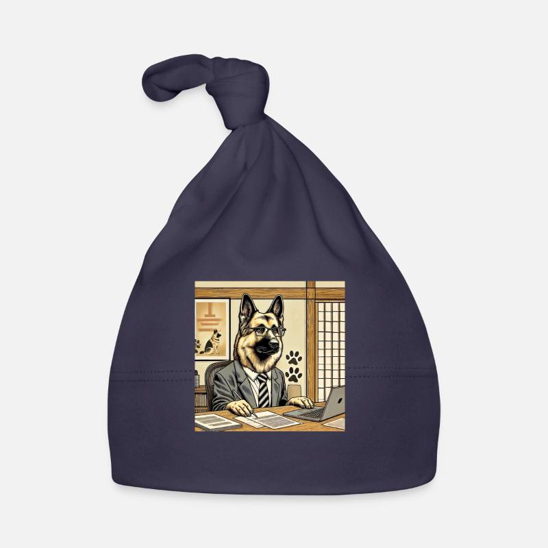 Schäferhund am Schreibtisch - Ukiyo-e Stil Baby Bio-Mütze