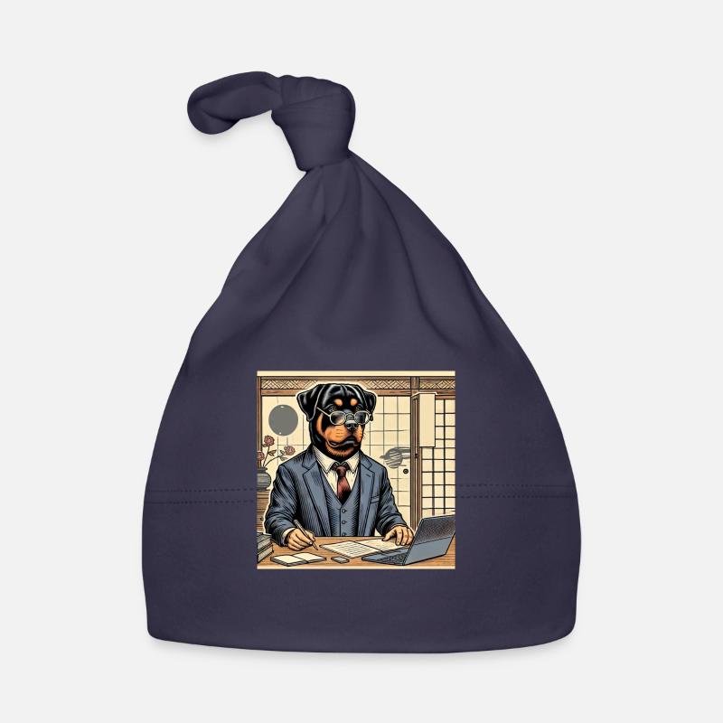 Rottweiler at the Desk - Ukiyo-e Style Organic Baby Cap