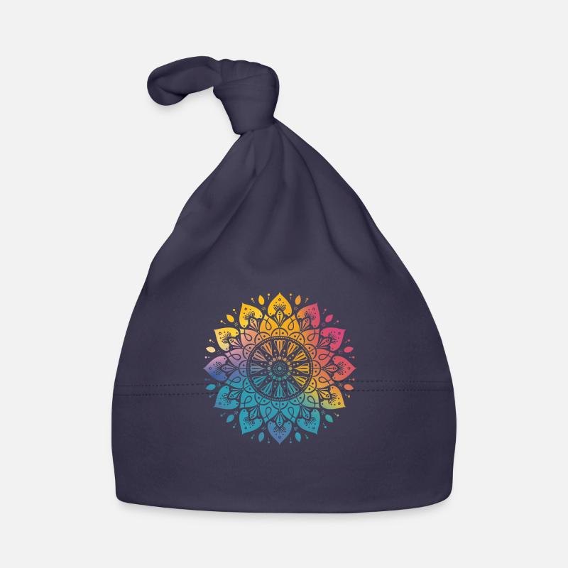 Mandala arc-en-ciel - Bonnet bio Bébé - marine