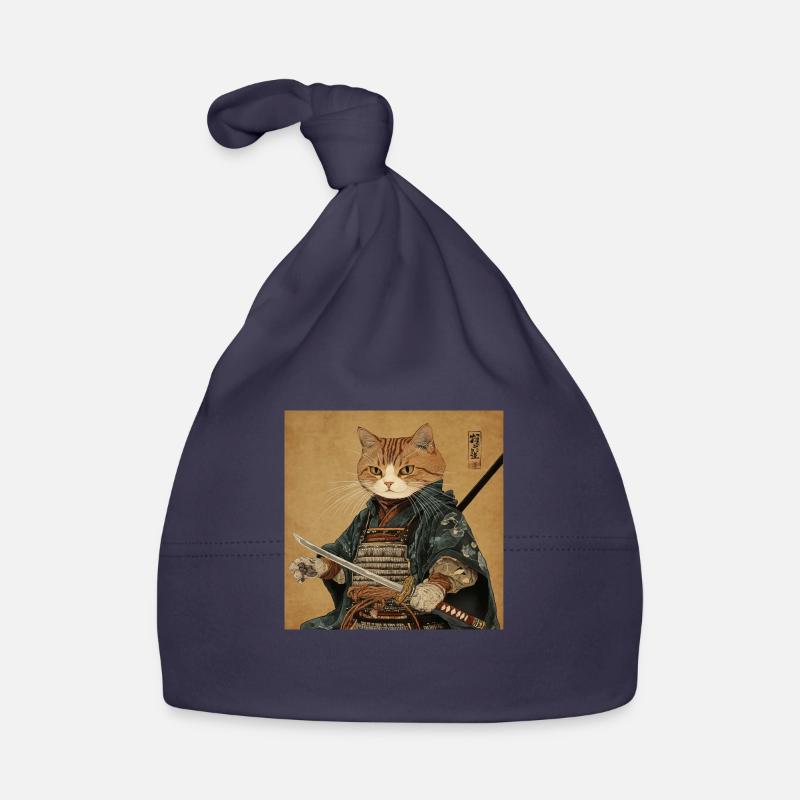 Cat Samurai Japan Ukiyo-E Organic Baby Cap