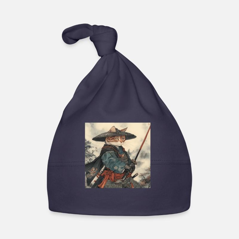 Cat Samurai Japan Ukiyo-E Organic Baby Cap