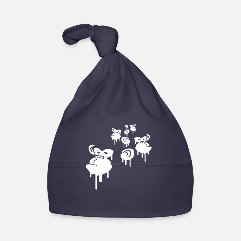 Graffiti Drop Monkey Heads Spray Faces Team - Bonnet bio Bébé - marine