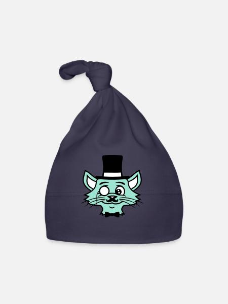 Sir Cat Gentleman Chapeau haut de forme Monocle Rich Gentleman - Bonnet bio Bébé - marine - Devant