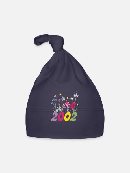 Année de naissance 2000 fleurs sauvages - Bonnet bio Bébé - marine - Devant