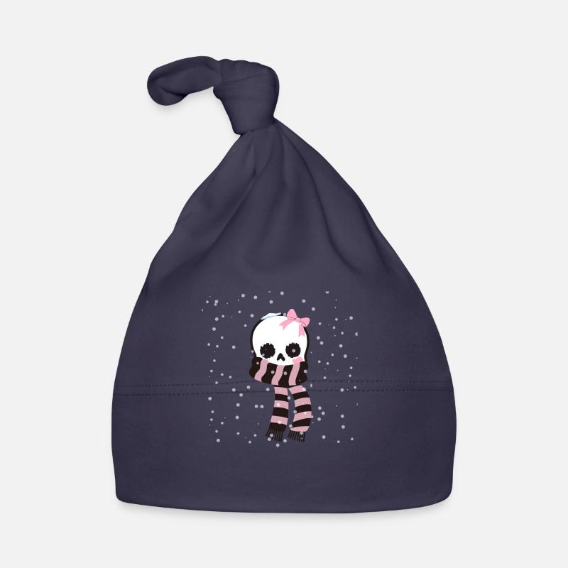 Cute freezing skeleton with cute ribbon Organic Baby Cap