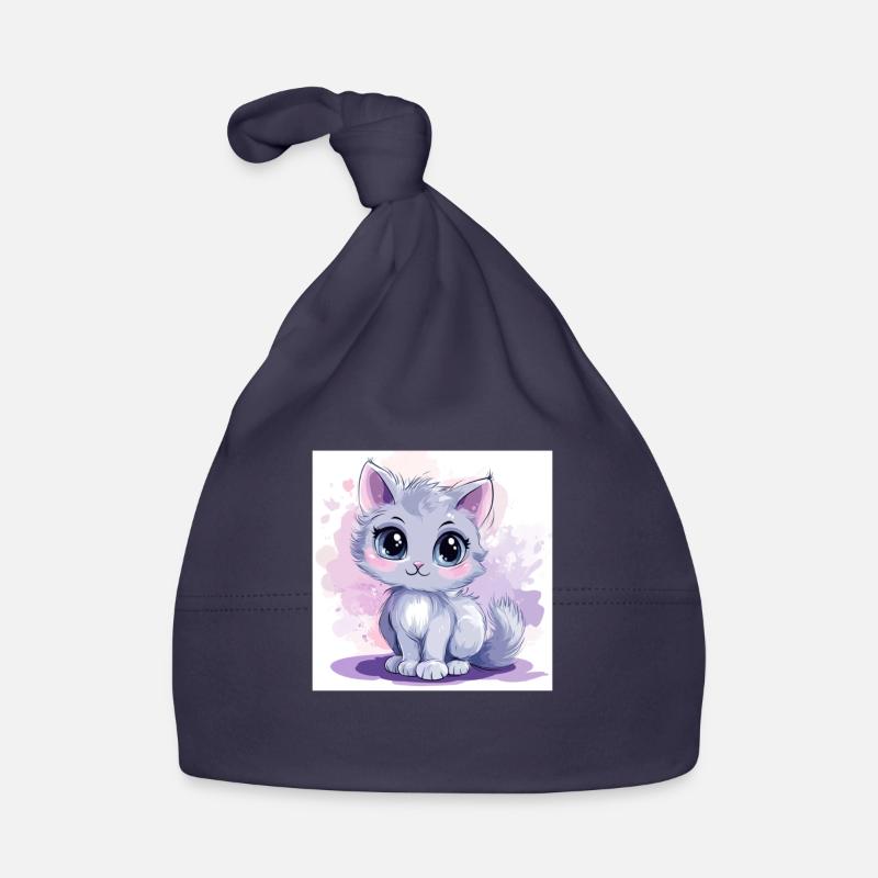 Chat mignon Anime avec de grands yeux Bonnet bio Bébé