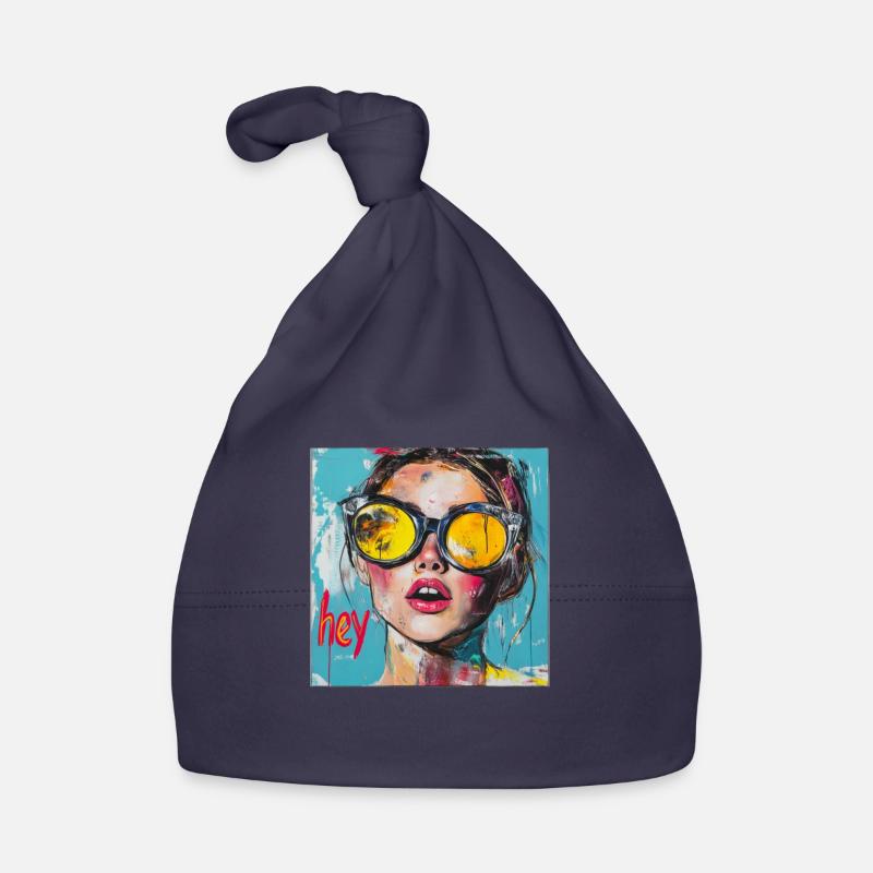 Salutation HEY en pop art rouge Bonnet bio Bébé