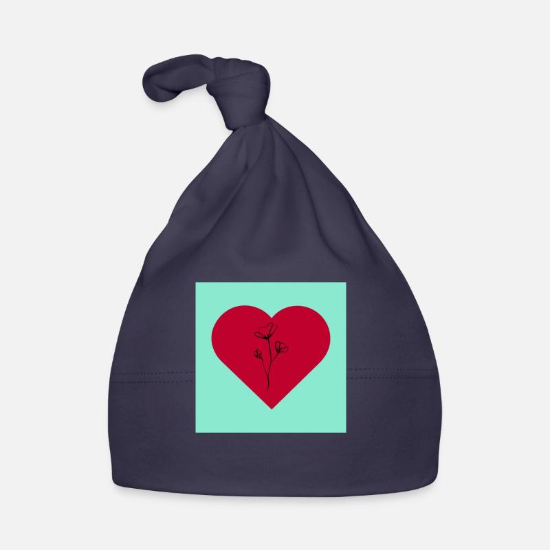 Coeur de fleur - Bonnet bio Bébé - marine