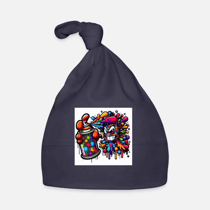 graffiti Spray can - Organic Baby Cap - navy