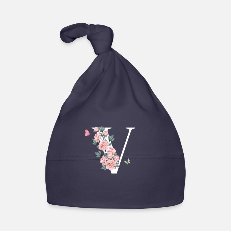 Lettre v fleurs rose Bonnet bio Bébé