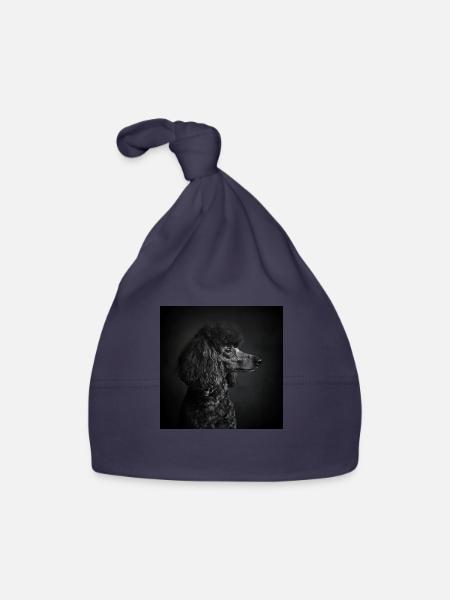 Black Animals - Black Poodle - Organic Baby Cap - navy - Front