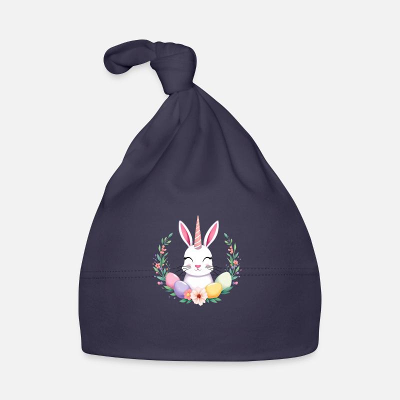 Unicorn Easter bunny - Organic Baby Cap - navy