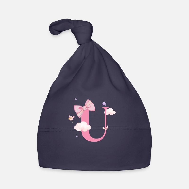 Lettre u rose nuages Bonnet bio Bébé