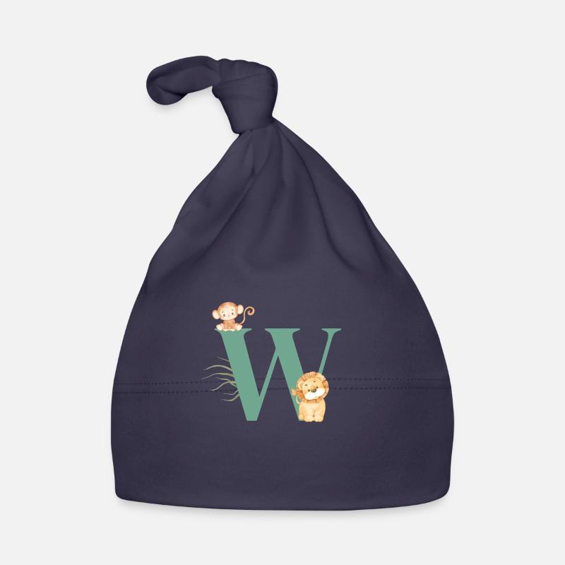 Lettre w vert animaux jungle Bonnet bio Bébé