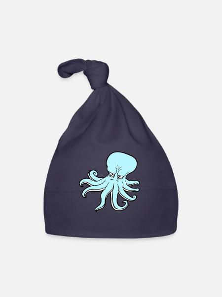 Oktopus Kraken Tintenfisch Kopffüßer Böser Blick - Baby Bio-Mütze - Navy - Vorne