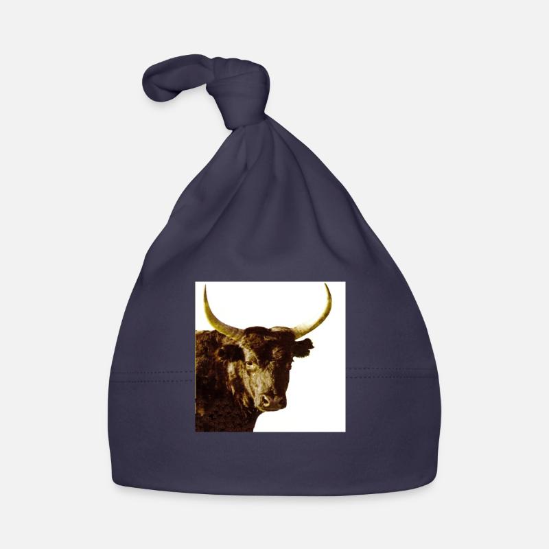 taureau de camargue - Bonnet bio Bébé - marine