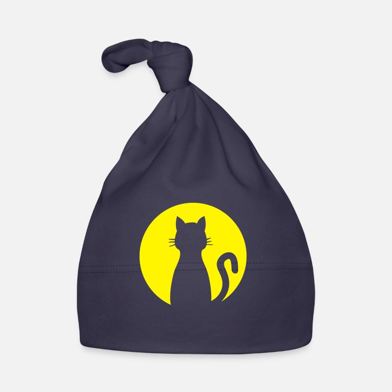 Chat avant la pleine lune - Bonnet bio Bébé - marine