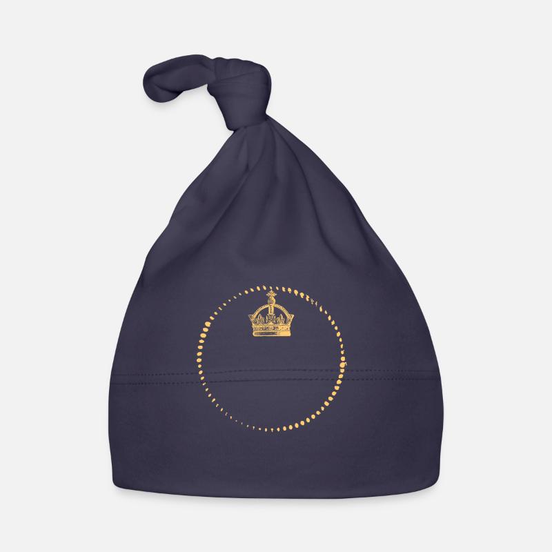 Krone - King - Queen - EIGENEN TEXT EINGEBEN - Baby Bio-Mütze - Navy