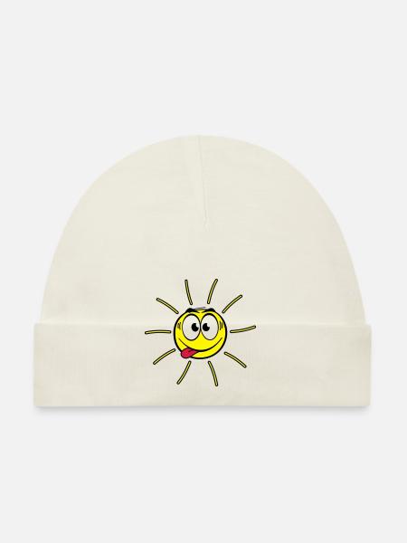 Gesicht - Sonne - Baby Bio-Mütze - Navy - Vorne