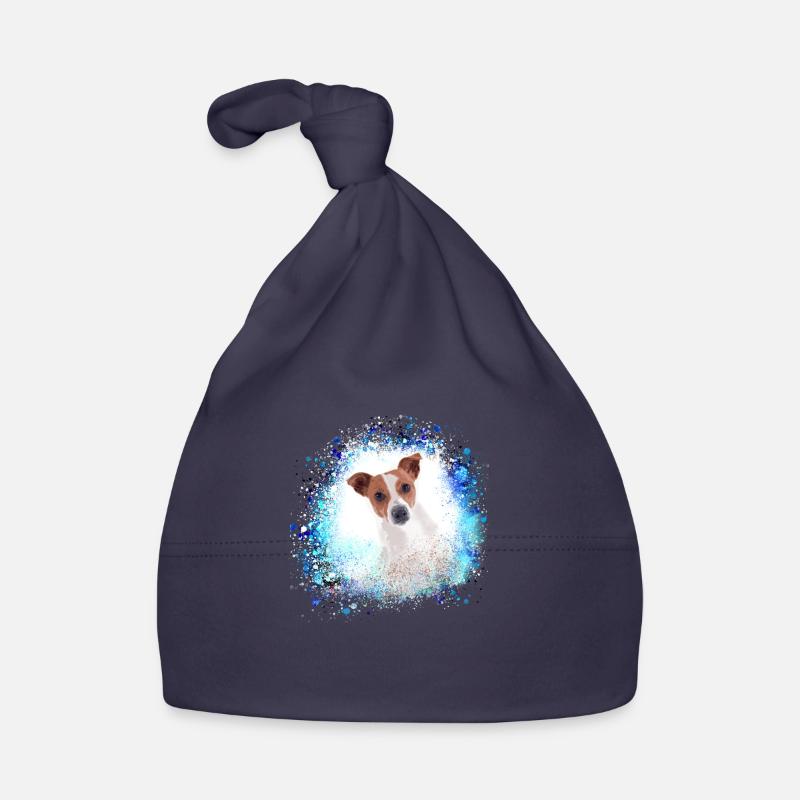 russel terrier, terrier, Jack Russell Terrier,bleu - Bonnet bio Bébé - marine