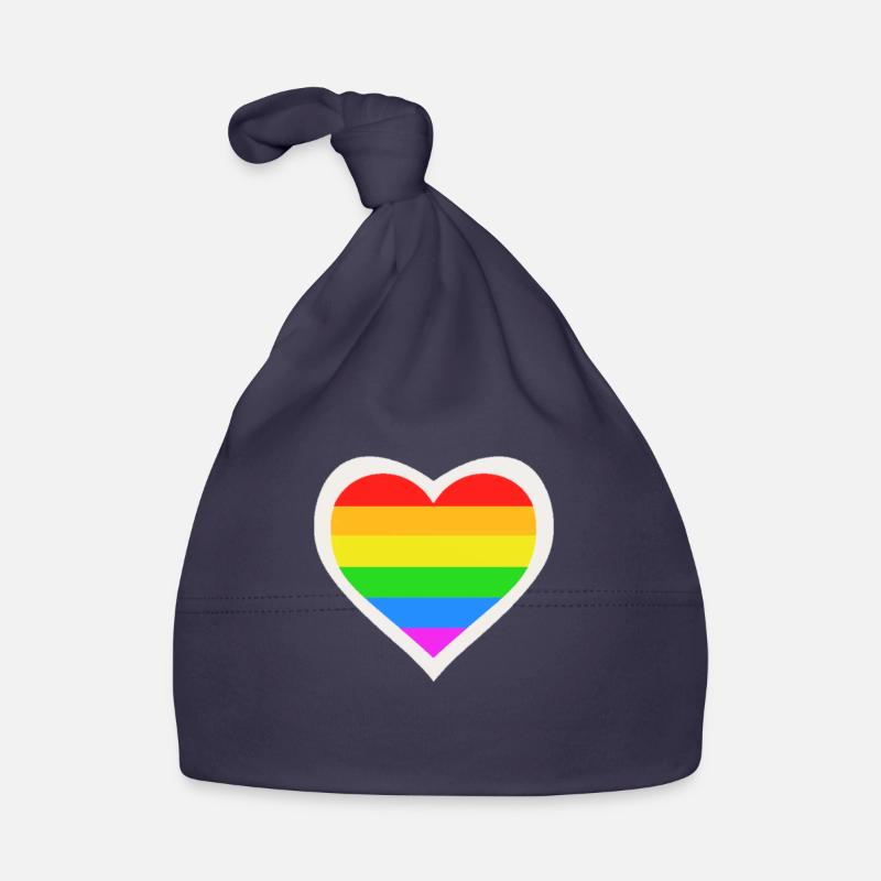 LGBT Queer Rainbow Heart - Bonnet bio Bébé - marine