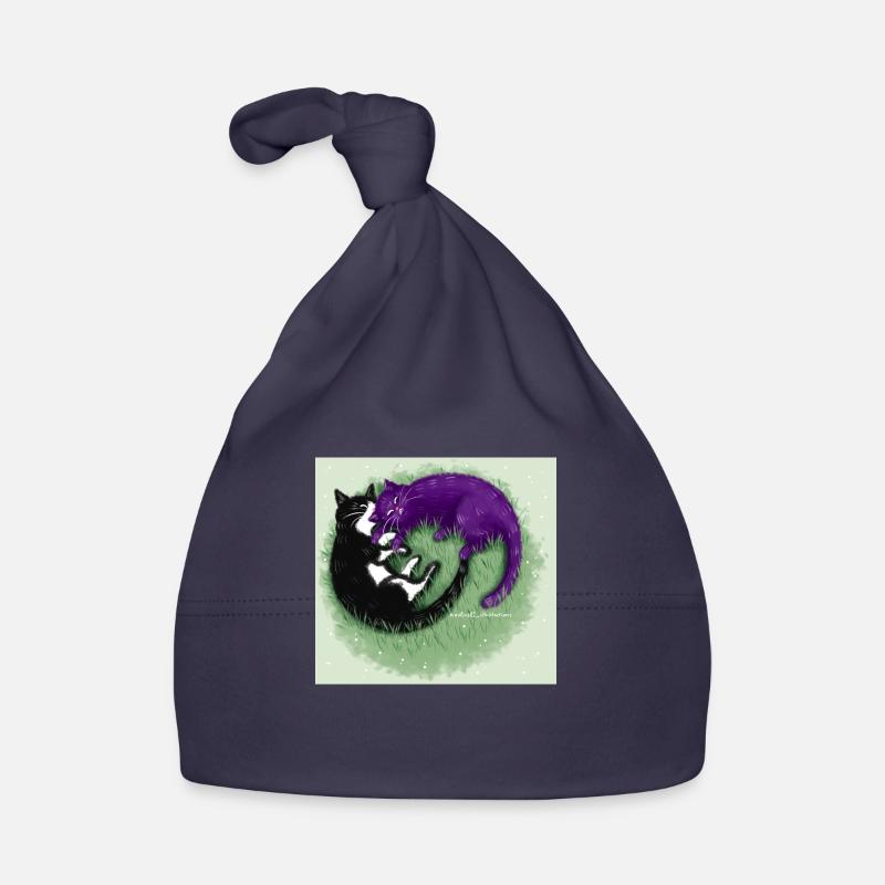 Ying Yang Chats - Bonnet bio Bébé - marine