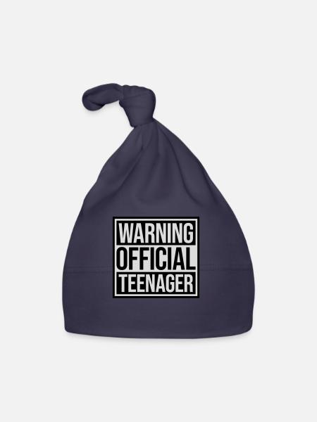 warning official teenager Zitat - Baby Bio-Mütze - Navy - Vorne