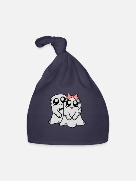 Couple Fantômes Homme Femme - Bonnet bio Bébé - marine - Devant