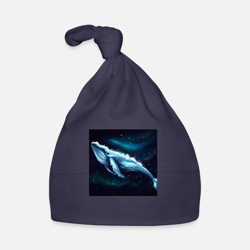 Baleine flottant dans l’espace - Bonnet bio Bébé - marine