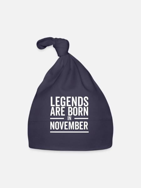 Legends Are Born in November - Organic Baby Cap - navy - Front