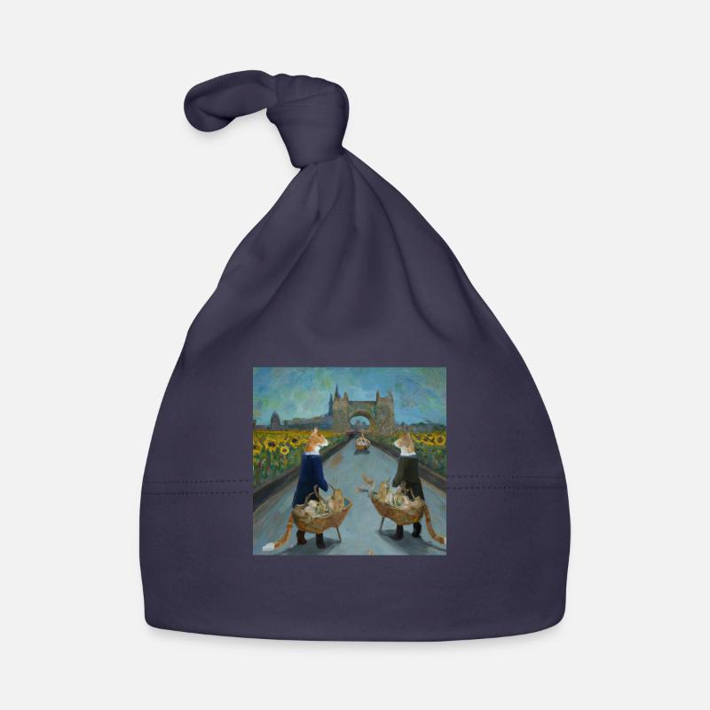 Chats dans le style Van Gogh 1 Bonnet bio Bébé