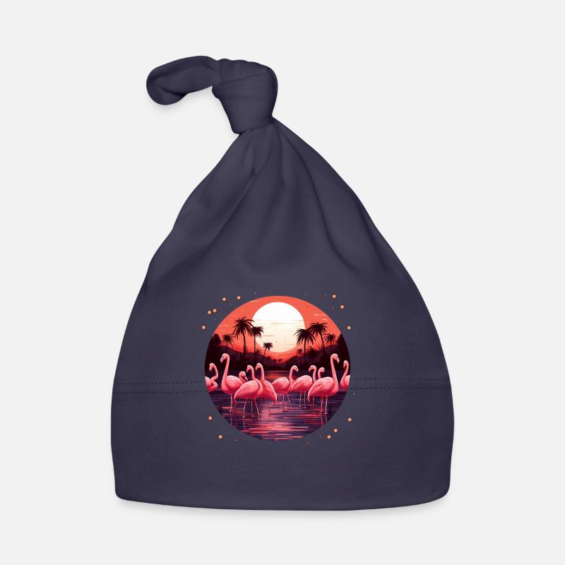Flamingo Flock Sunset, Love Flamingos Organic Baby Cap