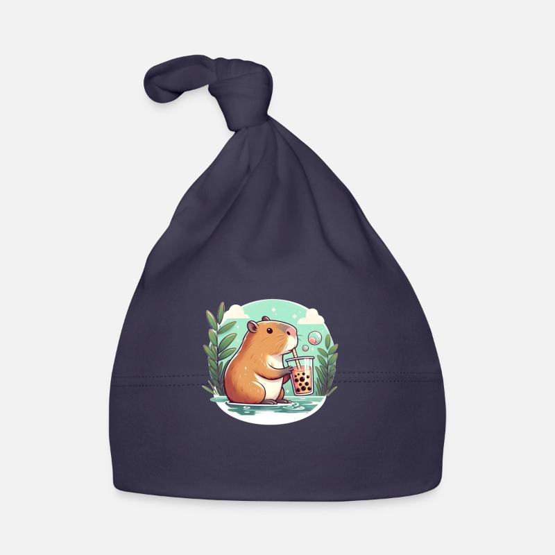 Capybara genießt Bubble Tea Baby Bio-Mütze