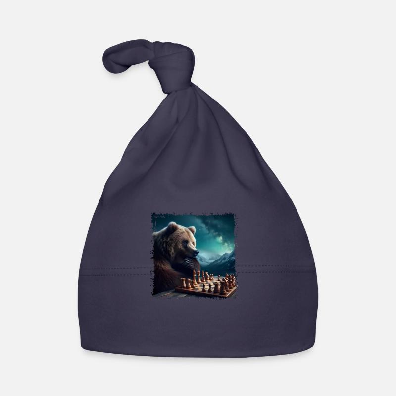 Chess Playing Bear Organic Baby Cap