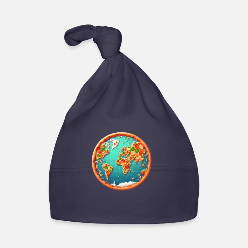 World map on pizza Organic Baby Cap