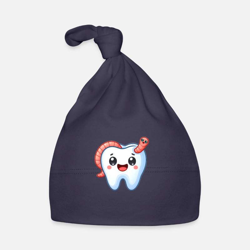 Funny tooth with worm Organic Baby Cap