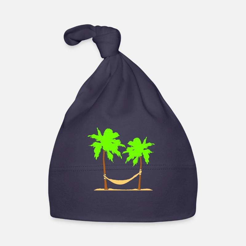 Hammock Under 2 Palm Trees Recreation Beach Sleeping Organic Baby Cap