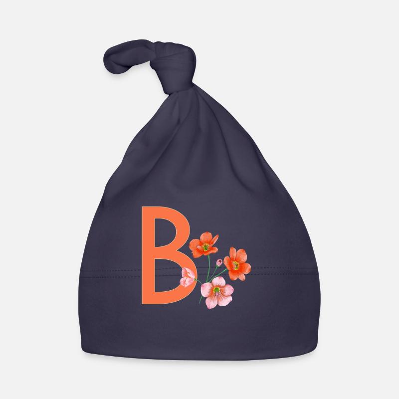B mit Blumen Baby Bio-Mütze