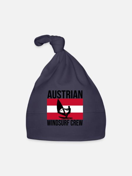 Austrian Windsurf Crew Shirt - Baby Bio-Mütze - Navy - Vorne