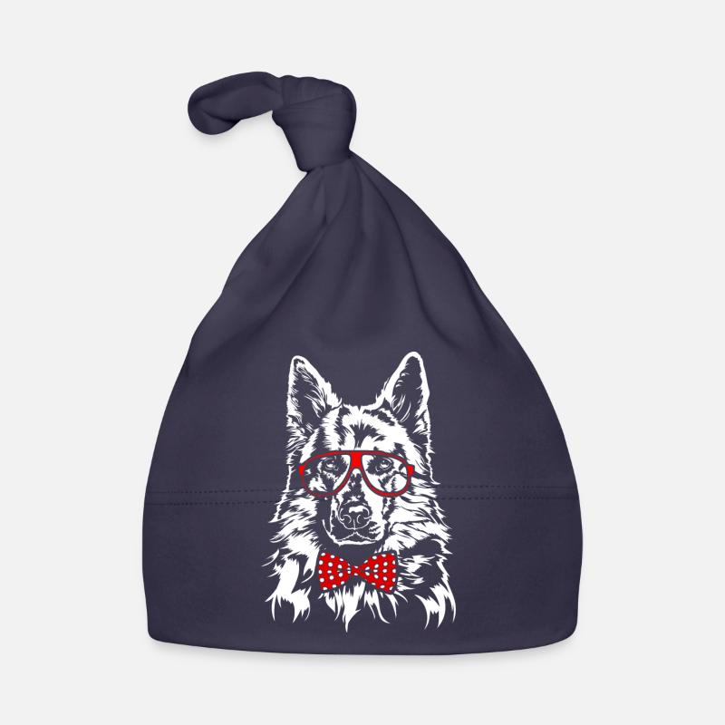 WEISSER SCHWEIZER SCHÄFERHUND Hund Brille Wilsigns Baby Bio-Mütze
