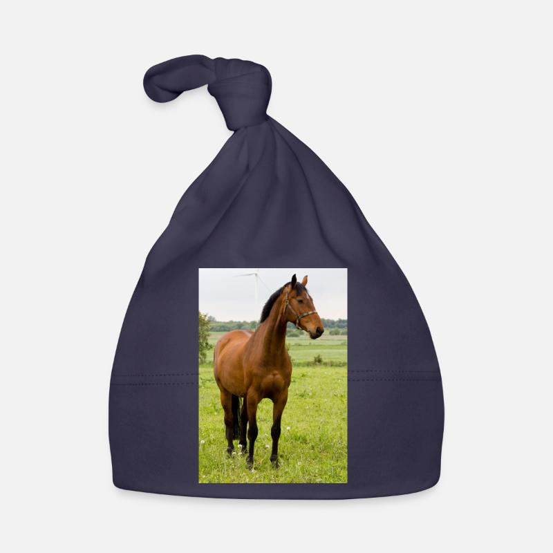 Cheval. Cheval. - Bonnet bio Bébé - marine