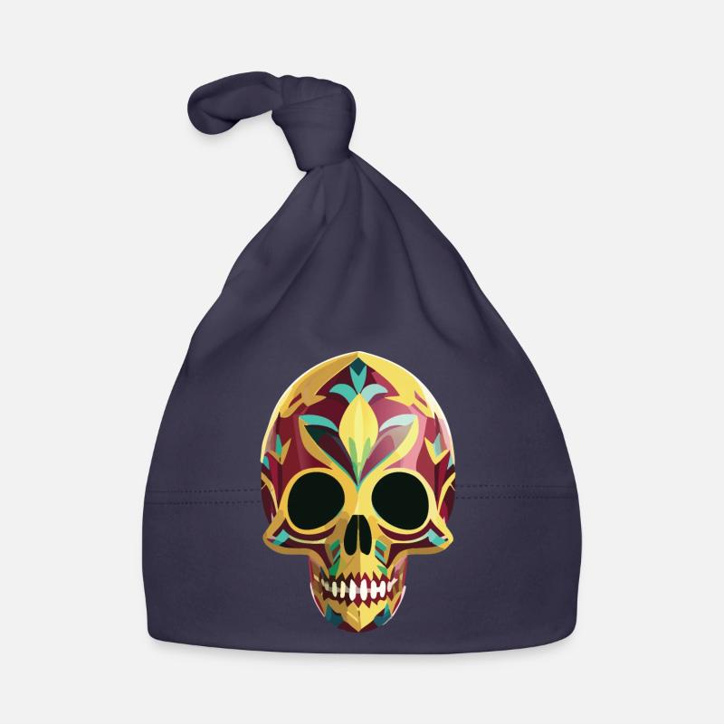 Calavera - Crâne coloré - Bonnet bio Bébé - marine