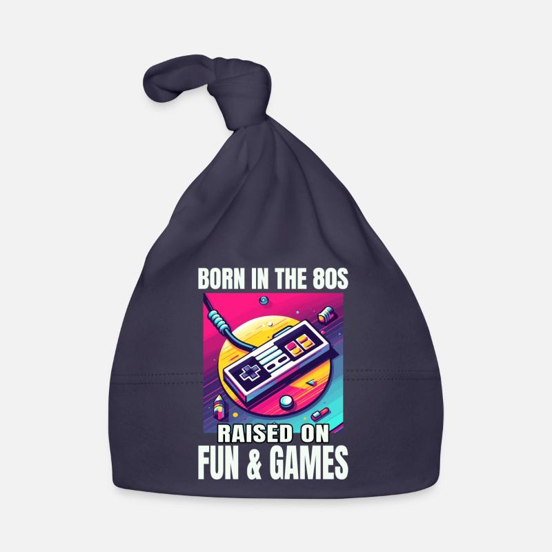 Retro '80s Video Game Controller Art: A Nostalgic Organic Baby Cap